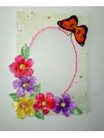 Colorful Flowers Photo Frame Greeting Card