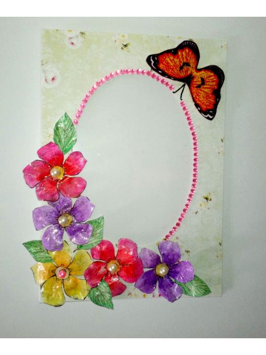 Colorful Flowers Photo Frame Greeting Card image