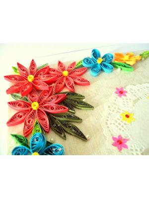 Multicolor Flowers Corner Handmade Greeting Card