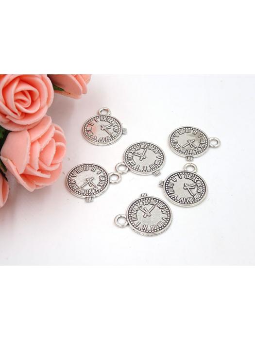 Silver Metal Charm - Clock - Pack of 10 image