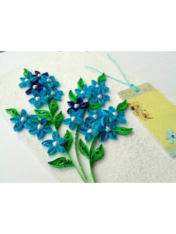 Sparkling Blue Themed Quilled Flowers Greeting Card