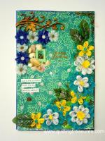 Sparkling Gorgeous Blue Themed Quilled Greeting Card
