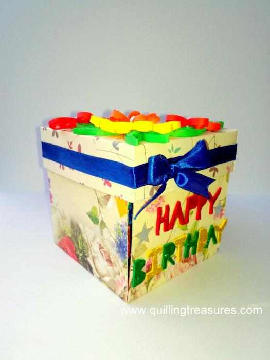 Happy Birthday Explosion Box With Battery Light Cake