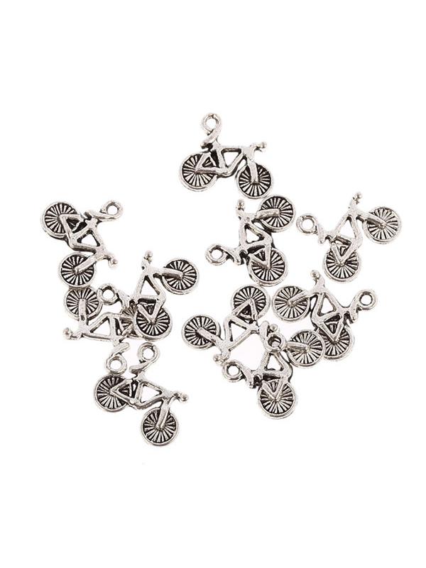 Silver Metal Charm - Cycle - Pack of 10 image