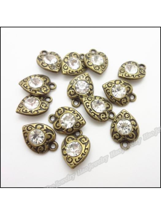 Metal Love Charm With Stone - Pack of 10 image