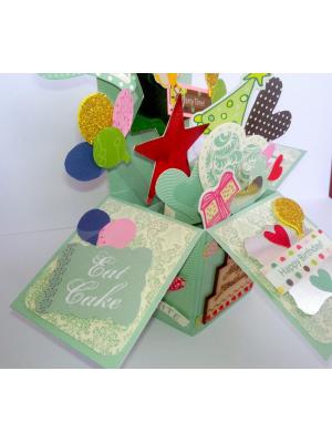 Sparkling Blue Love and Birthday Pop Up Card in Box Sparkling Blue Love and Birthday Pop Up Card in Box