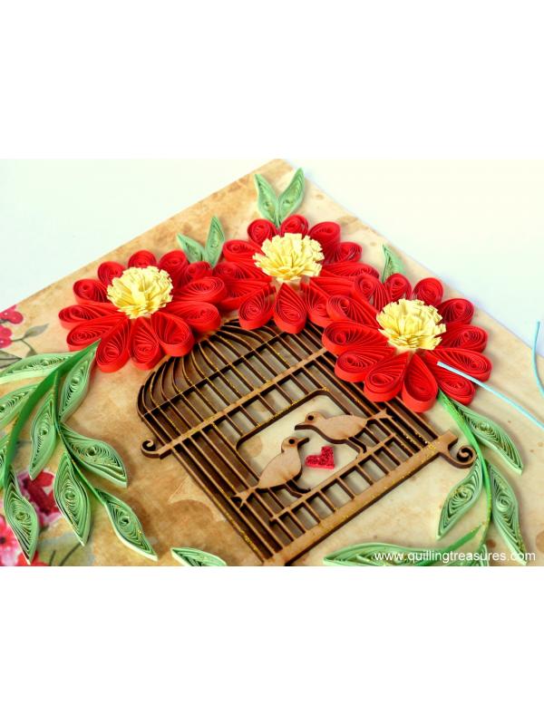Red Themed Quilled Flowers Greeting Card image