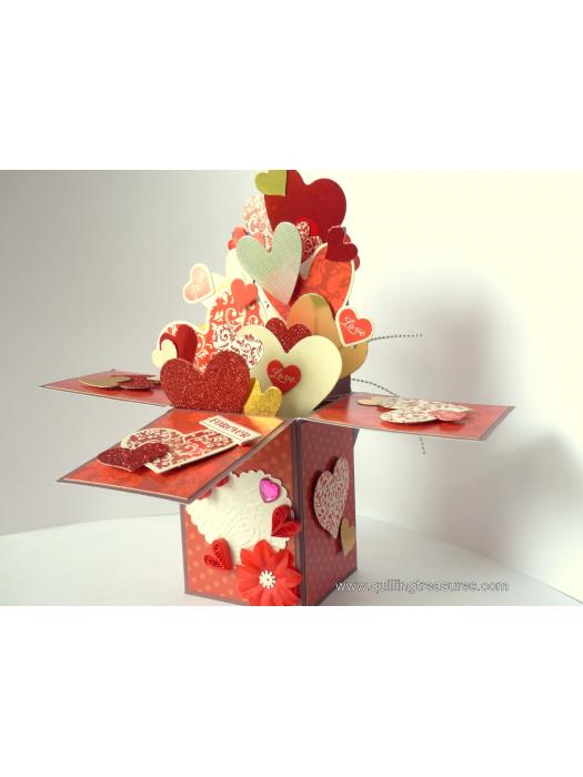 Sparkling Hot Red Pop Up Card In Box 