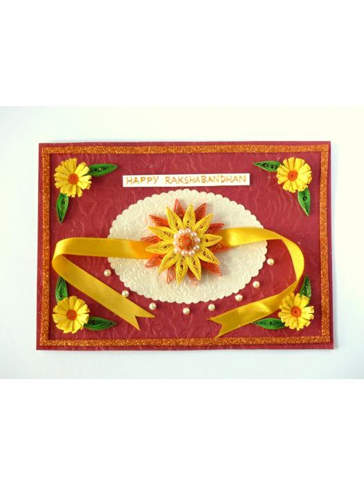 Yellow Themed Quilled Rakshabandhan Greeting Card