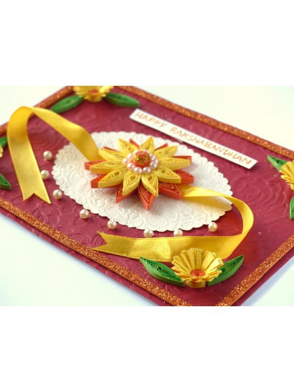 Yellow Themed Quilled Rakshabandhan Greeting Card image