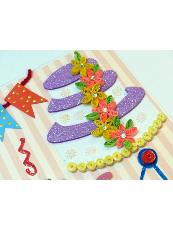 Quilled Cake Birthday Greeting Card