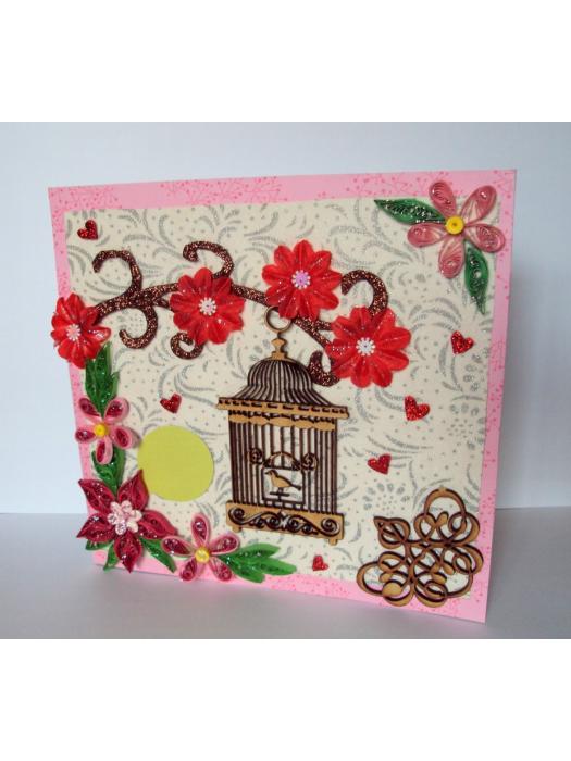 Love Themed Bird Cage Mini Scrapbook Greeting Card image