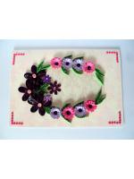 Purple Themed Flowers in Circle Greeting Card