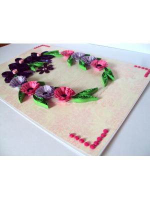 Purple Themed Flowers in Circle Greeting Card