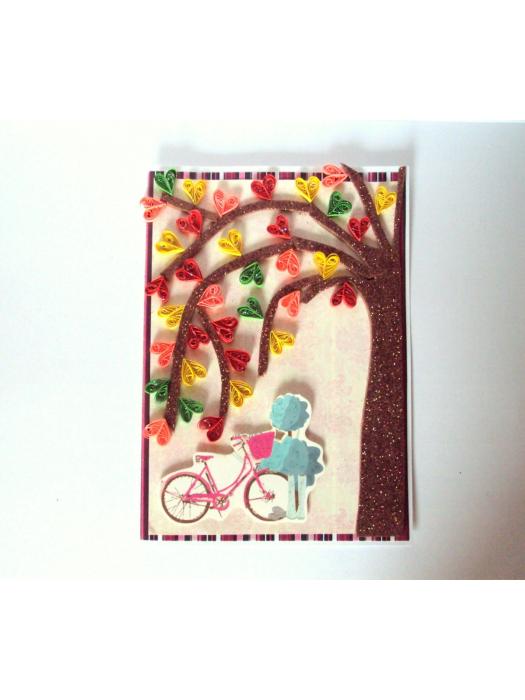 Quilled Hearts Tree Greeting Card