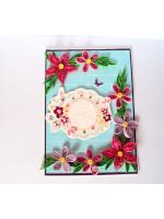 Blue and Pink Quilled Flowers Greeting Card