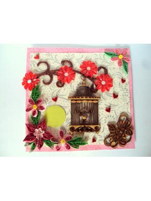 Love Themed Bird Cage Mini Scrapbook Greeting Card