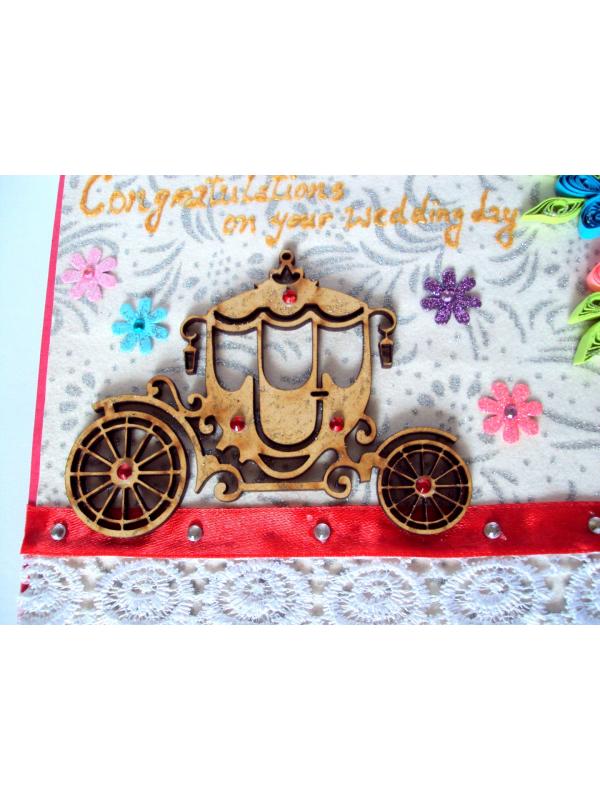 Sparkling Quilled Wedding Card With Carriage image