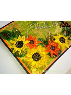 Mixed Media Green Themed Quilled Greeting Card Cum Scrapbook