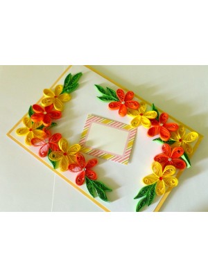 Yellow and Orange Quilled Corner Greeting Card