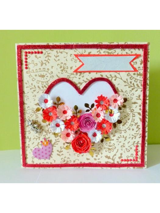 Love Red Roses In Heart Greeting Card image