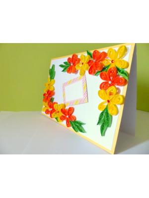 Yellow and Orange Quilled Corner Greeting Card