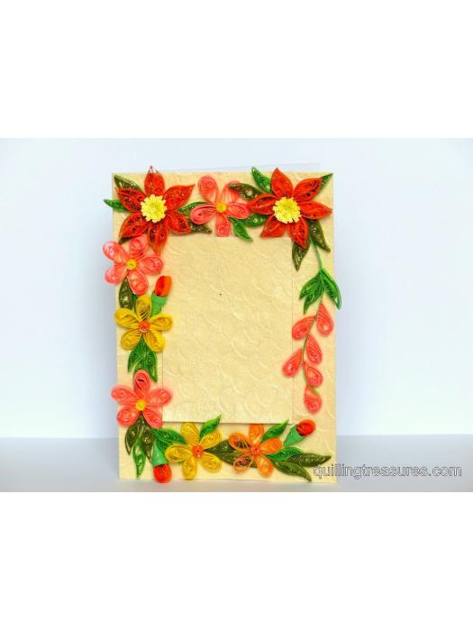 Quilled Corners With Variety Flowers Greeting Card image