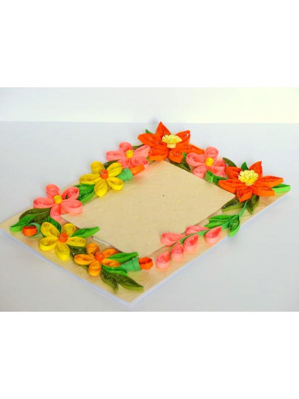 Quilled Corners With Variety Flowers Greeting Card image