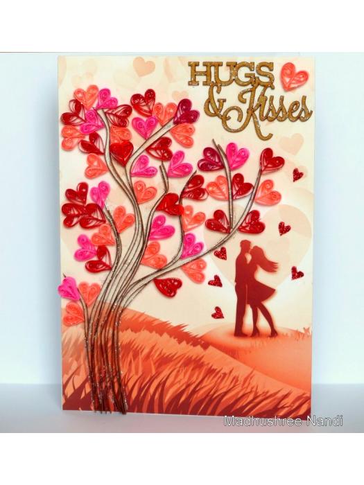 Hugs and Kisses Quilled Tree Greeting Card image