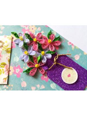 Quilled Flowers in Sparkling Purple Jar Greeting Card