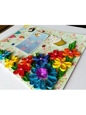 Quilled Flowers Corner Happy Birthday Greeting Card gift