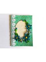 All Blues Quilled Corner With Lace Greeting Card