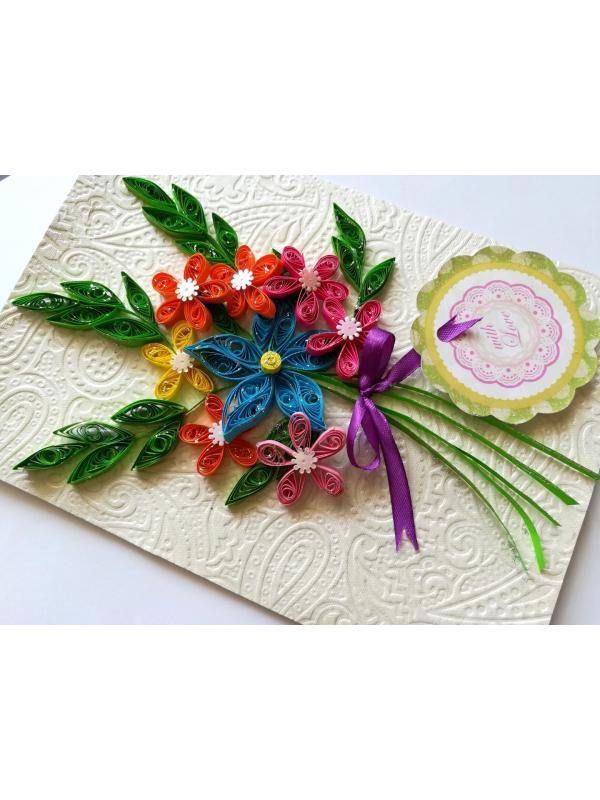 Quilled Flowers in Bouquet Greeting Card image