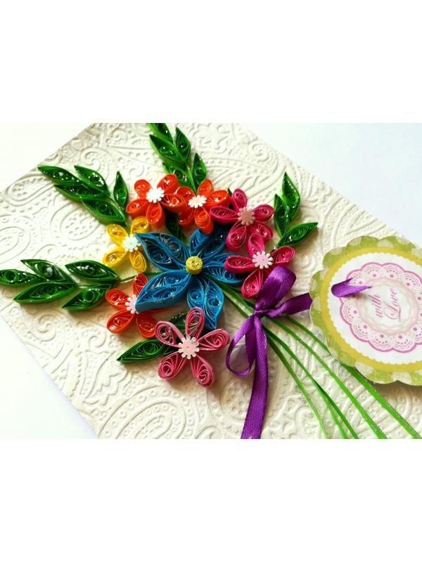 Quilled Flowers in Bouquet Greeting Card image