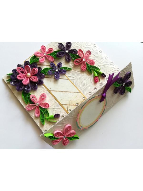 Pink and Purple Themed Mini Scrapbook Greeting Card image