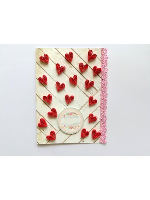 Raining Quilled Hearts Greeting Card