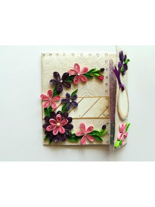Pink and Purple Themed Mini Scrapbook Greeting Card