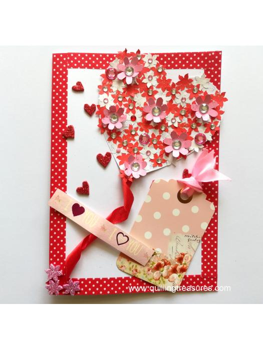 Flowery Heart Balloon Greeting Card