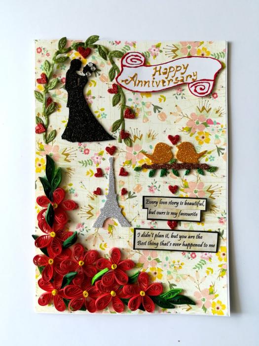 Happy Anniversary Quilled Greeting Card