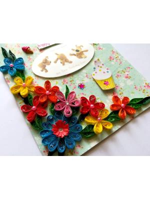 Quilled Flowers Corner Happy Birthday Greeting Card gift