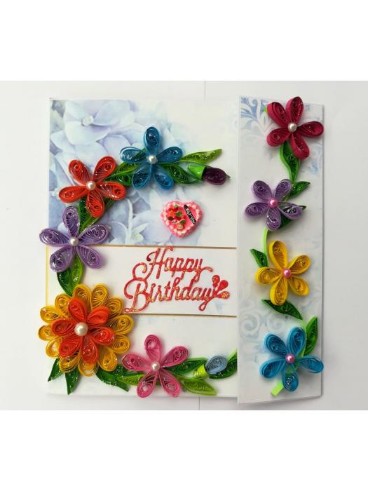 Multicolor Flowers Mini Scrapbook Greeting Card image