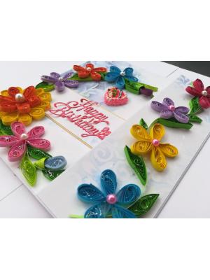 Multicolor Flowers Mini Scrapbook Greeting Card