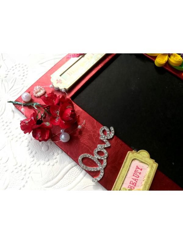 Quilled Red Theme Handmade Photo Frame 
