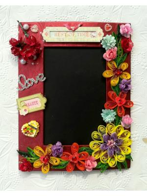 Quilled Red Theme Handmade Photo Frame 