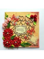 Sparkling Red Quilled Flowers Corner Love Greeting Card