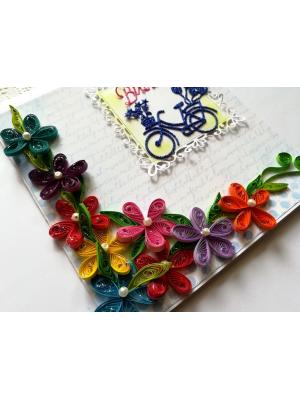 Multicolor Flowers In Corner Birthday Greeting Card