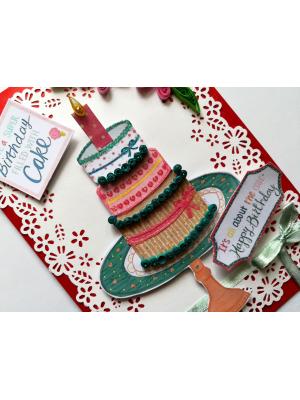 Sparkling Birthday Quilled Cake Greeting card 