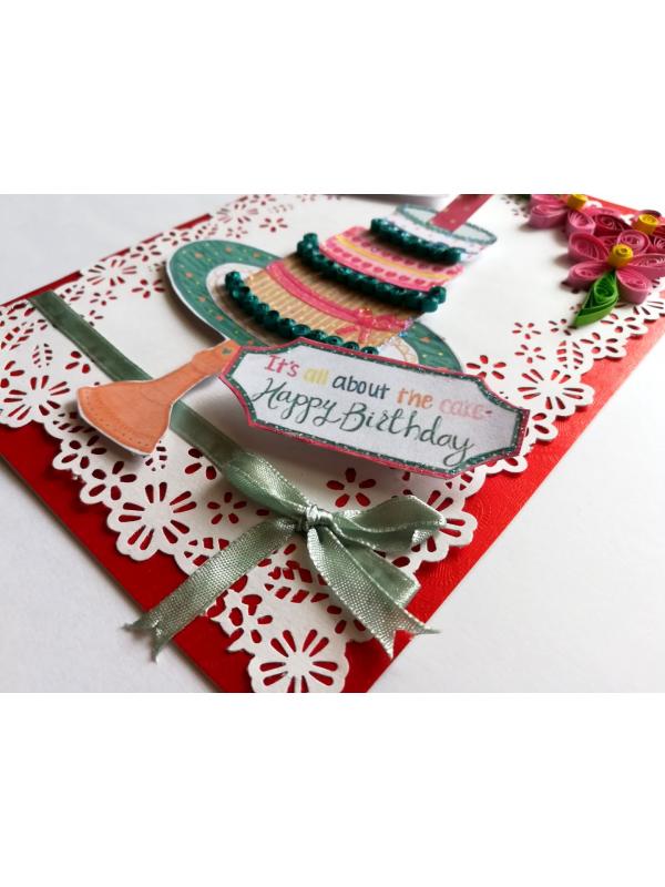Sparkling Birthday Quilled Cake Greeting card 