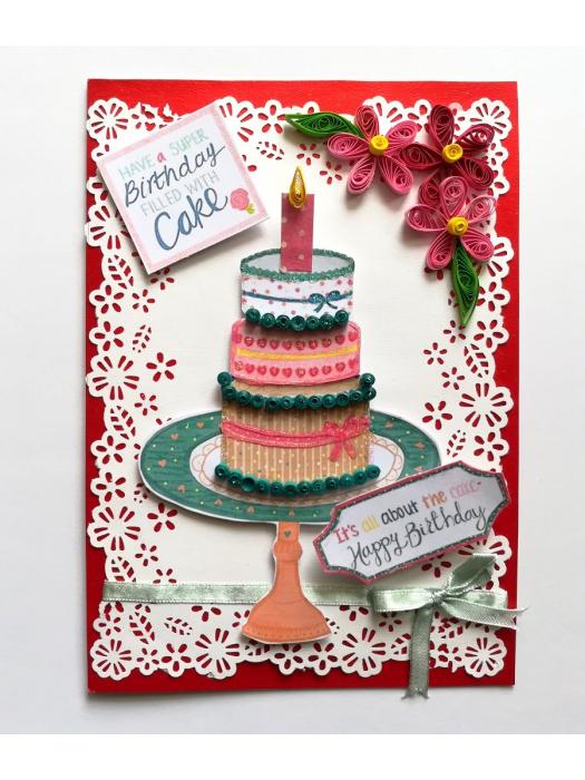 Sparkling Birthday Quilled Cake Greeting card 