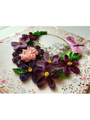 Purple Themed Quilled Flowers Greeting Card